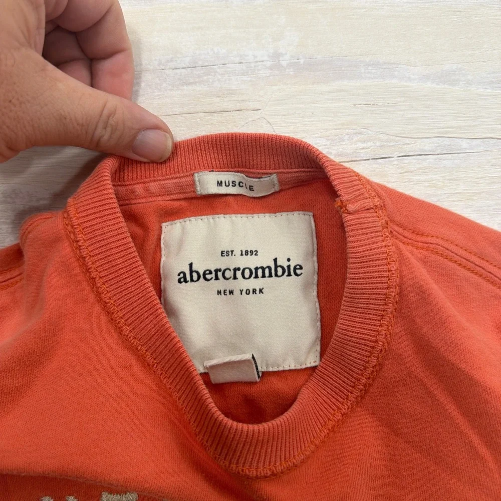 Abercrombie T-Shirt New York Athl Muscle Fit Graphic Orange Men Small
